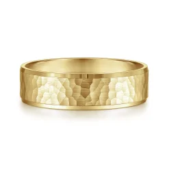 Hot Gabriel & Co. Aiden - 14K Yellow Gold 6mm - Men's Wedding Band in Hammered Finish