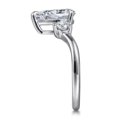 Best Gabriel & Co. Aidy - 14K White Gold Three Stone Pear Shaped Chevron Engagement Ring