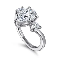 Best Gabriel & Co. Aidy - 14K White Gold Three Stone Pear Shaped Chevron Engagement Ring