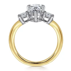 Sale Gabriel & Co. Aidy - 14K Yellow Gold Three Stone Pear Shaped Chevron Engagement Ring