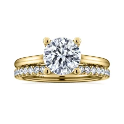 New Gabriel & Co. Ailis - 14K Yellow Gold Round Diamond Engagement Ring