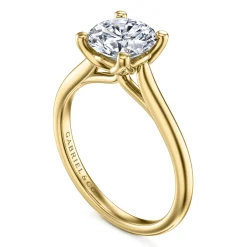 New Gabriel & Co. Ailis - 14K Yellow Gold Round Diamond Engagement Ring
