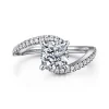 Clearance Gabriel & Co. Aiva - 14K White Gold Bypass Cushion Cut Diamond Engagement Ring