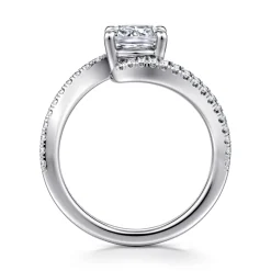Clearance Gabriel & Co. Aiva - 14K White Gold Bypass Cushion Cut Diamond Engagement Ring