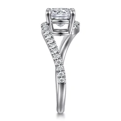Clearance Gabriel & Co. Aiva - 14K White Gold Bypass Cushion Cut Diamond Engagement Ring
