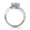Clearance Gabriel & Co. Aiva - 14K White Gold Bypass Emerald Cut Diamond Engagement Ring