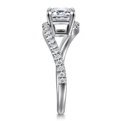 Clearance Gabriel & Co. Aiva - 14K White Gold Bypass Emerald Cut Diamond Engagement Ring