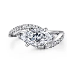 Discount Gabriel & Co. Aiva - 14K White Gold Bypass Marquise Shape Diamond Engagement Ring