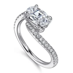 Sale Gabriel & Co. Aiva - 14K White Gold Bypass Oval Diamond Engagement Ring