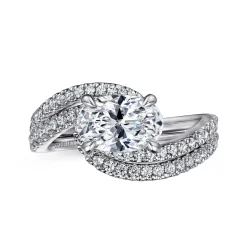 Sale Gabriel & Co. Aiva - 14K White Gold Bypass Oval Diamond Engagement Ring
