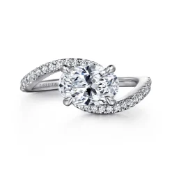 Sale Gabriel & Co. Aiva - 14K White Gold Bypass Oval Diamond Engagement Ring