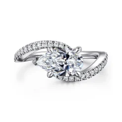 Discount Gabriel & Co. Aiva - 14K White Gold Bypass Pear Shape Diamond Engagement Ring