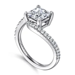 Outlet Gabriel & Co. Aiva - 14K White Gold Bypass Princess Cut Diamond Engagement Ring
