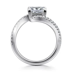 Outlet Gabriel & Co. Aiva - 14K White Gold Bypass Princess Cut Diamond Engagement Ring