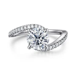 Discount Gabriel & Co. Aiva - 14K White Gold Bypass Round Diamond Engagement Ring