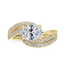 New Gabriel & Co. Aiva - 14K Yellow Gold Bypass Oval Diamond Engagement Ring
