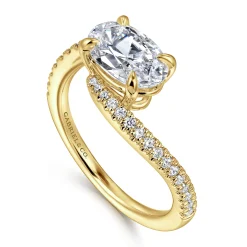New Gabriel & Co. Aiva - 14K Yellow Gold Bypass Oval Diamond Engagement Ring