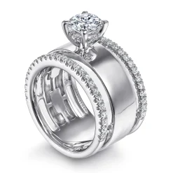 Sale Gabriel & Co. Aiza - 14K White Gold Round Diamond Engagement Ring