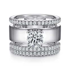 Sale Gabriel & Co. Aiza - 14K White Gold Round Diamond Engagement Ring