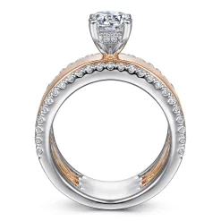 New Gabriel & Co. Aiza - 14K White-Rose Gold Round Diamond Engagement Ring