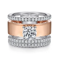 New Gabriel & Co. Aiza - 14K White-Rose Gold Round Diamond Engagement Ring