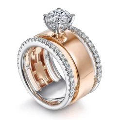 New Gabriel & Co. Aiza - 14K White-Rose Gold Round Diamond Engagement Ring