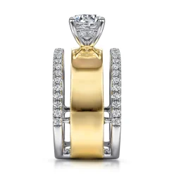 Discount Gabriel & Co. Aiza - 14K White-Yellow Gold Round Diamond Engagement Ring