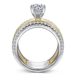 Discount Gabriel & Co. Aiza - 14K White-Yellow Gold Round Diamond Engagement Ring
