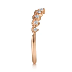 New Gabriel & Co. Akili - Vintage Inspired 14K Rose Gold Curved Diamond Anniversary Band - 0.23 ct