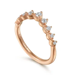 New Gabriel & Co. Akili - Vintage Inspired 14K Rose Gold Curved Diamond Anniversary Band - 0.23 ct