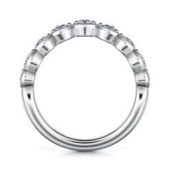 Online Gabriel & Co. Akili - Vintage Inspired 14K White Gold Curved Diamond Anniversary Band - 0.5 ct