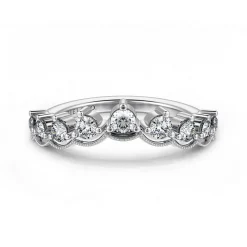 Online Gabriel & Co. Akili - Vintage Inspired 14K White Gold Curved Diamond Anniversary Band - 0.5 ct