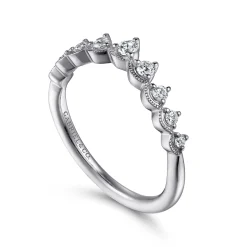 New Gabriel & Co. Akili - Vintage Inspired 14K White Gold Curved Diamond Anniversary Band - 0.23 ct