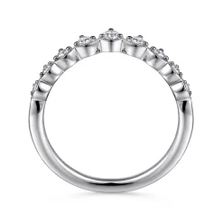New Gabriel & Co. Akili - Vintage Inspired 14K White Gold Curved Diamond Anniversary Band - 0.23 ct