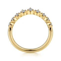 New Gabriel & Co. Akili - Vintage Inspired 14K Yellow Gold Curved Diamond Anniversary Band - 0.2 ct