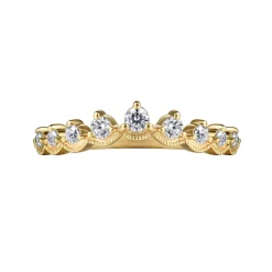 New Gabriel & Co. Akili - Vintage Inspired 14K Yellow Gold Curved Diamond Anniversary Band - 0.2 ct