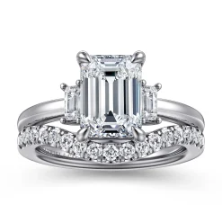 Hot Gabriel & Co. Alaminos - 14K White Gold Emerald Cut Three Stone Diamond Engagement Ring