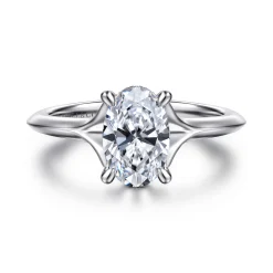 New Gabriel & Co. Alden - 14K White Gold Split Shank Oval Diamond Engagement Ring