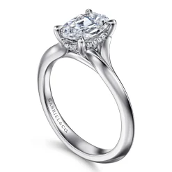 New Gabriel & Co. Alden - 14K White Gold Split Shank Oval Diamond Engagement Ring