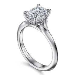 Best Gabriel & Co. Alden - 14K White Gold Split Shank Emerald Cut Diamond Engagement Ring