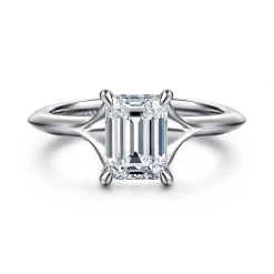 Best Gabriel & Co. Alden - 14K White Gold Split Shank Emerald Cut Diamond Engagement Ring