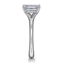 Best Gabriel & Co. Alden - 14K White Gold Split Shank Emerald Cut Diamond Engagement Ring