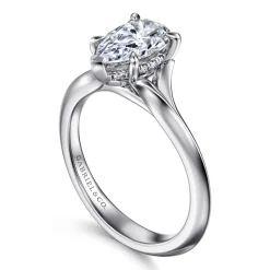 Best Gabriel & Co. Alden - 14K White Gold Split Shank Pear Shape Diamond Engagement Ring