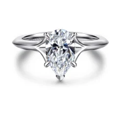 Best Gabriel & Co. Alden - 14K White Gold Split Shank Pear Shape Diamond Engagement Ring