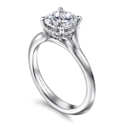 Discount Gabriel & Co. Alden - 14K White Gold Split Shank Round Diamond Engagement Ring