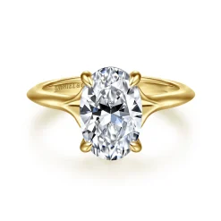 New Gabriel & Co. Alden - 14K Yellow Gold Split Shank Oval Diamond Engagement Ring