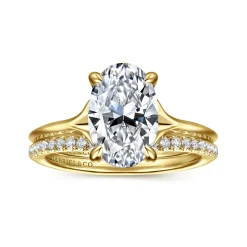 New Gabriel & Co. Alden - 14K Yellow Gold Split Shank Oval Diamond Engagement Ring