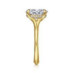 New Gabriel & Co. Alden - 14K Yellow Gold Split Shank Oval Diamond Engagement Ring