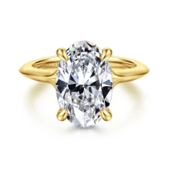 Outlet Gabriel & Co. Alden - 14K Yellow Gold Split Shank Oval Diamond Engagement Ring