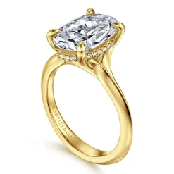 Outlet Gabriel & Co. Alden - 14K Yellow Gold Split Shank Oval Diamond Engagement Ring